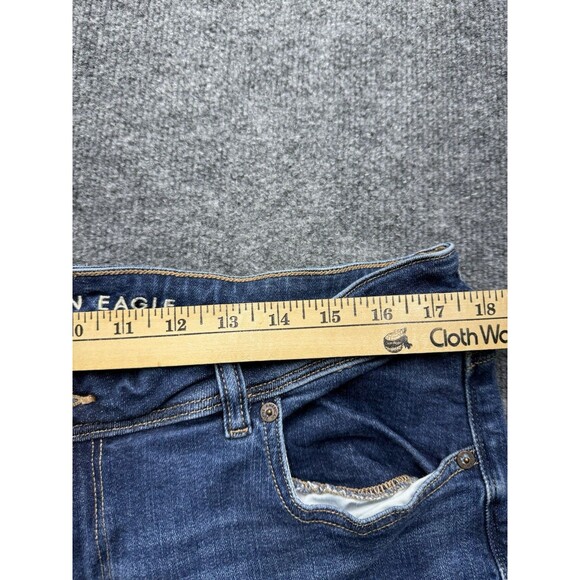 American Eagle Jeans Womens 18 Blue Kick Boot Denim Flap Pockets Dark Stretch - Picture 7 of 10
